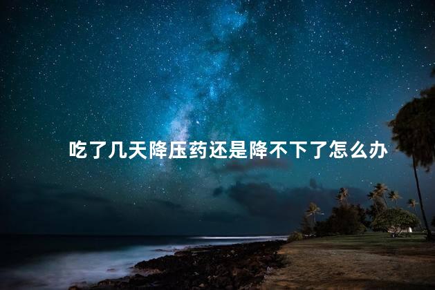 吃了几天降压药还是降不下了怎么办